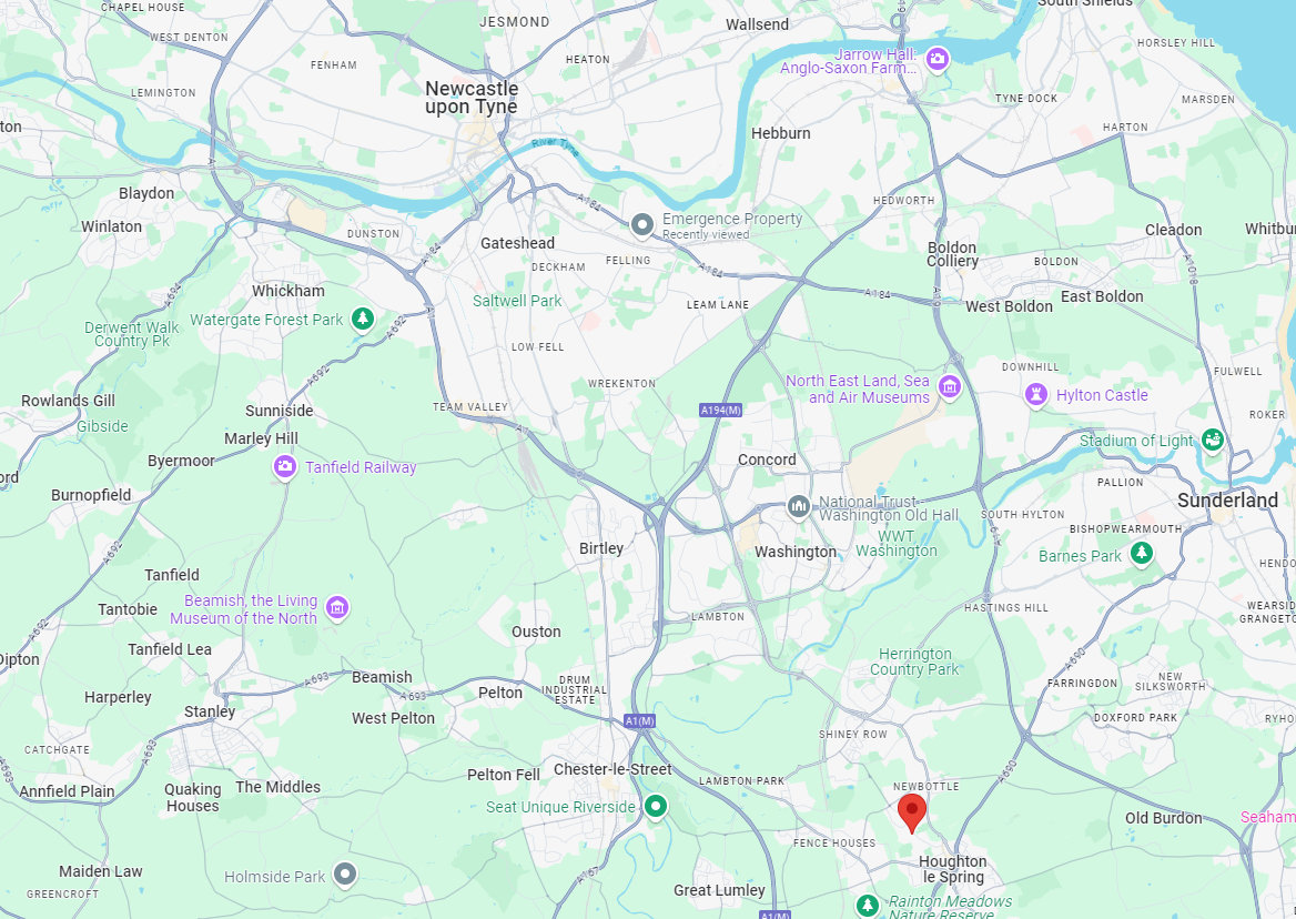 A map showing where this clients second property investment is in the North East