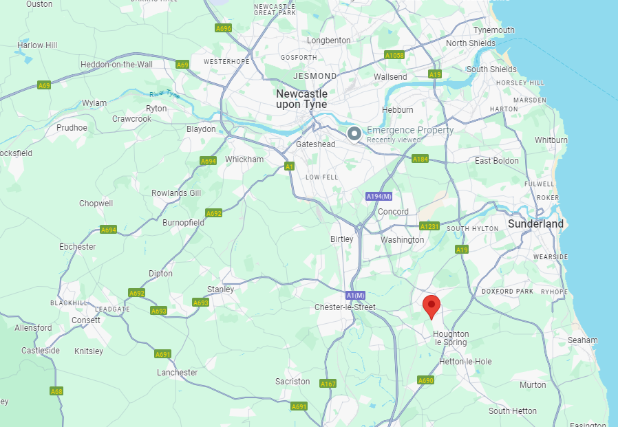 A map showing where this clients property investment lies within the North East.